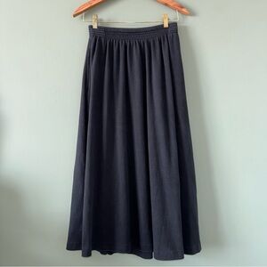 Rodier Back Cotton Pull On Midi Skirt Elastic Waist Vintage Small A Line Modest